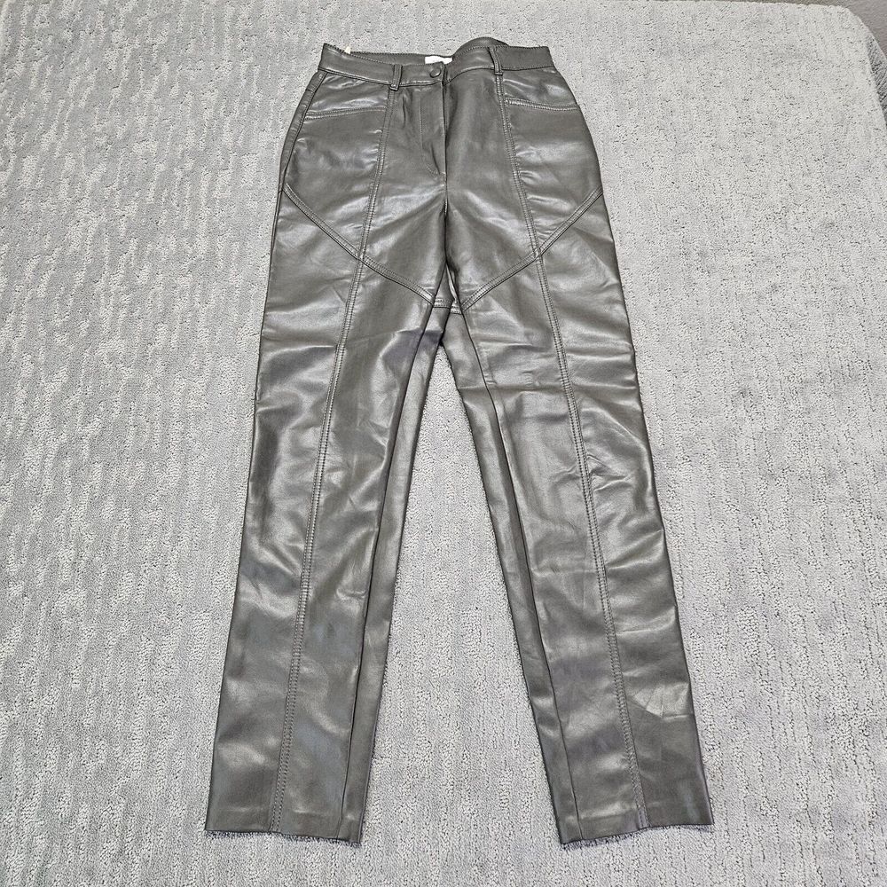 Aritzia Wilfred Rebel Vegan Leather Gray Pants Sz 4  FSL4-6938-21‎